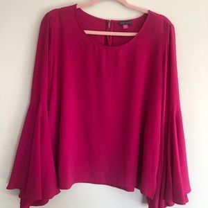 Vince Camuto bell sleeve blouse in fuchsia